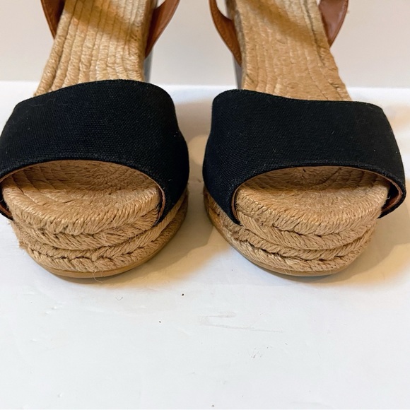 TORY BURCH Wood Wedge Heeled Espadrille Sandals Size 9 - Picture 4 of 14